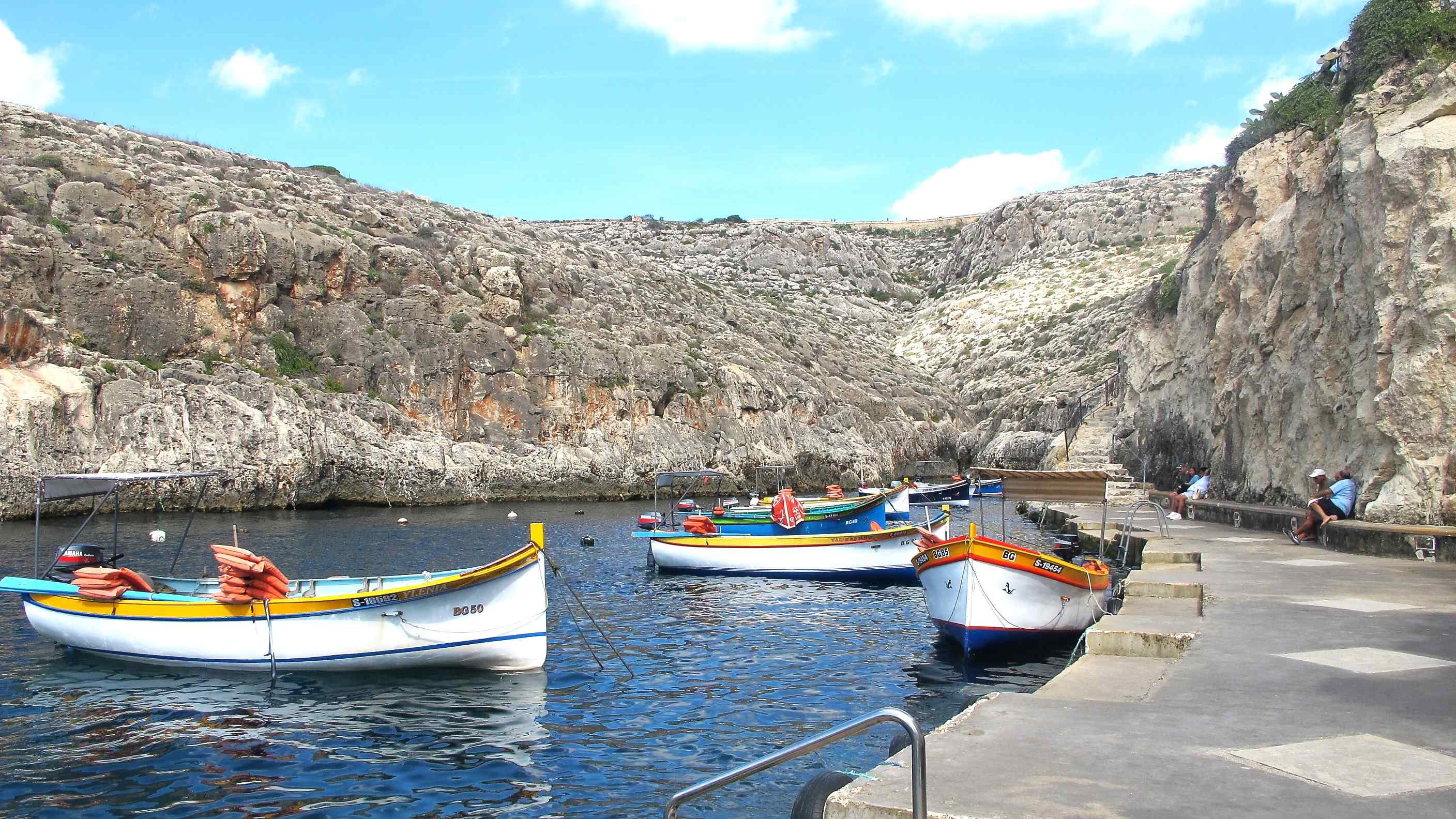 Blue Grotto Harbour with Colorful Luzzus 